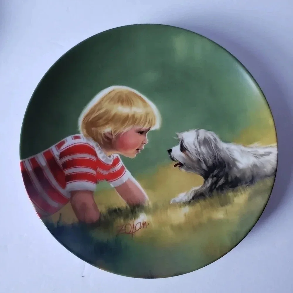 Vintage Donald Zolan plates set of 3 making a friends